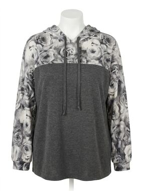 NEW HONEYME faux snakeskin rose hoodie in charcoal